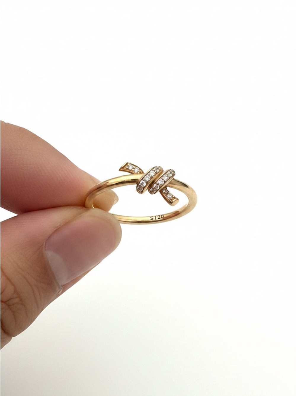 Gold Crystal Accent Knot Ring -
